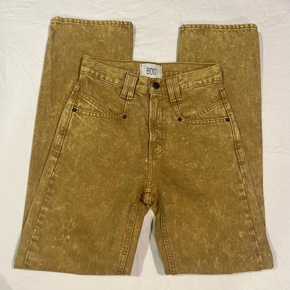BDG Urban Outfitters Cowboy Jeans Size 24 Brown/Yellow Straight Leg - Picture 1 of 7